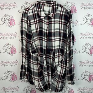 Eliane rose dress or long top plaid Chic Plaid Button-Down Shirt for Women